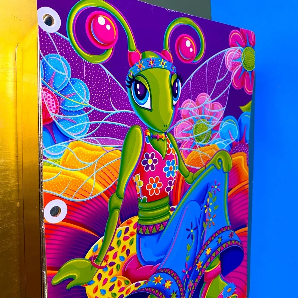 LISA FRANK VTG FANTASTIC WORLD DIVA DRAGONFLY 3 HOLE BINDER DIVIDERS SET OF 2